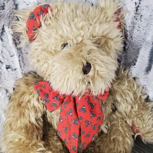 Vintage‎ ABC Distributing Teddy Bear Plush w/ Red Christmas Fabric Details, Sits